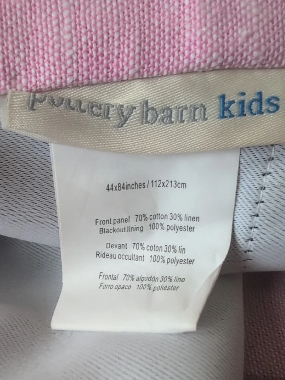 Pottery Barn Kids Evelyn Pink Linen Blend Blackout Curtains Panel Pair 44